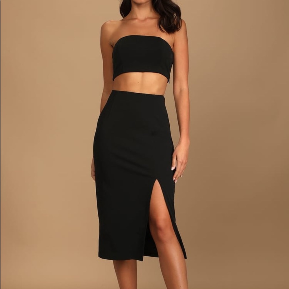 Two Piece Strapless Midi Dress